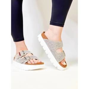 NEW HEY GIRL BY CORKYS clear rhinestone sandals in silver